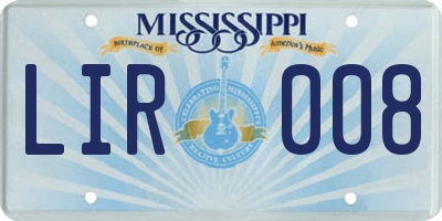 MS license plate LIR008