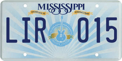 MS license plate LIR015