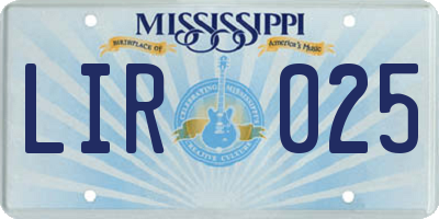 MS license plate LIR025