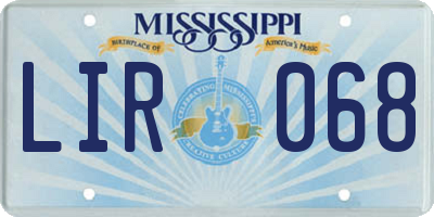 MS license plate LIR068