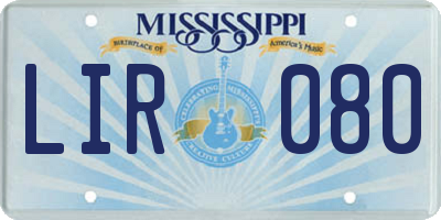 MS license plate LIR080
