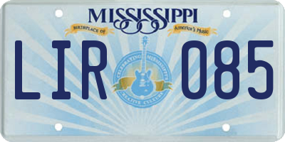 MS license plate LIR085