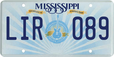 MS license plate LIR089