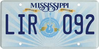 MS license plate LIR092