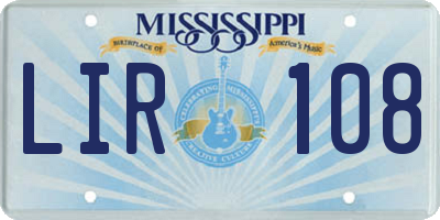 MS license plate LIR108