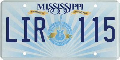 MS license plate LIR115