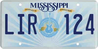 MS license plate LIR124