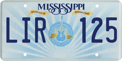 MS license plate LIR125