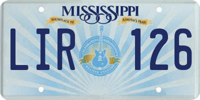 MS license plate LIR126