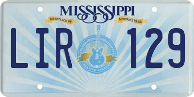 MS license plate LIR129