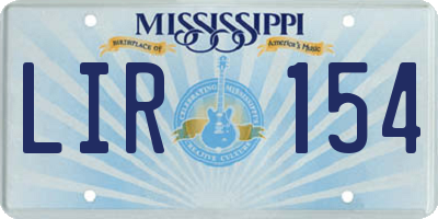 MS license plate LIR154