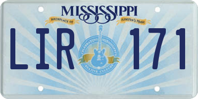 MS license plate LIR171