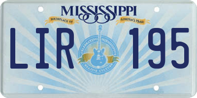 MS license plate LIR195
