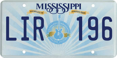 MS license plate LIR196