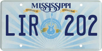 MS license plate LIR202