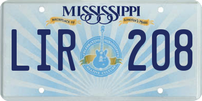 MS license plate LIR208