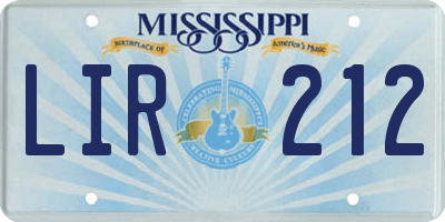 MS license plate LIR212