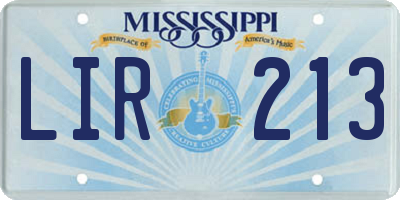MS license plate LIR213
