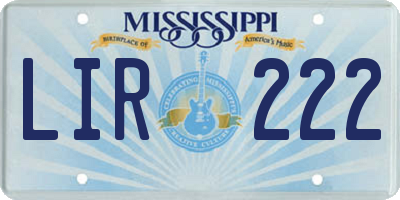 MS license plate LIR222