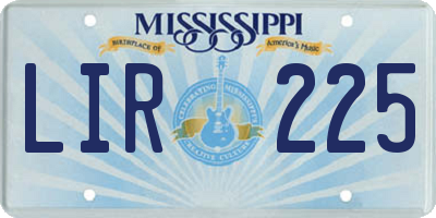 MS license plate LIR225