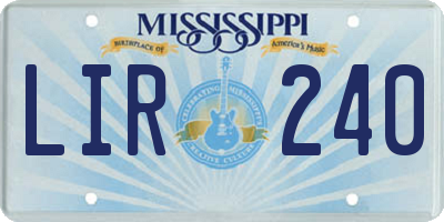 MS license plate LIR240