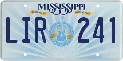 MS license plate LIR241