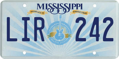 MS license plate LIR242