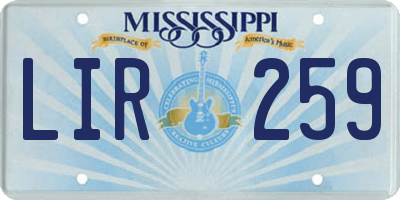 MS license plate LIR259