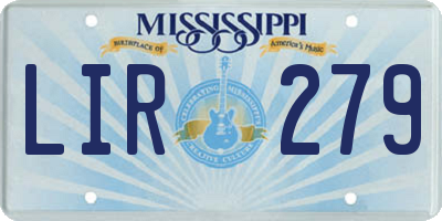 MS license plate LIR279