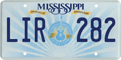 MS license plate LIR282