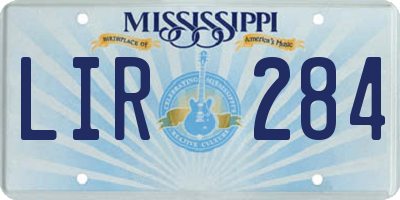 MS license plate LIR284
