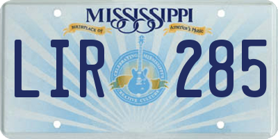 MS license plate LIR285