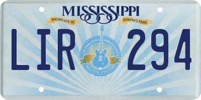 MS license plate LIR294