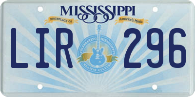 MS license plate LIR296