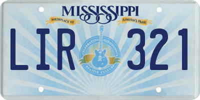 MS license plate LIR321