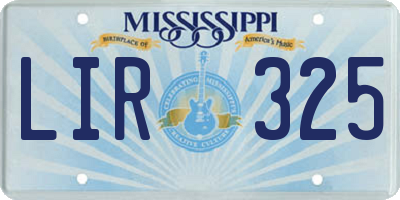 MS license plate LIR325