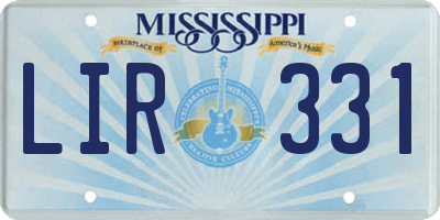 MS license plate LIR331