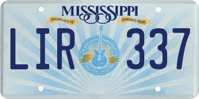 MS license plate LIR337