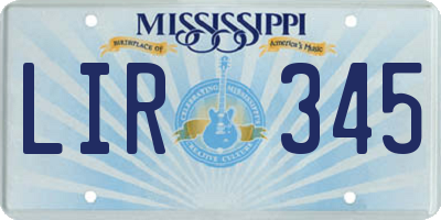 MS license plate LIR345