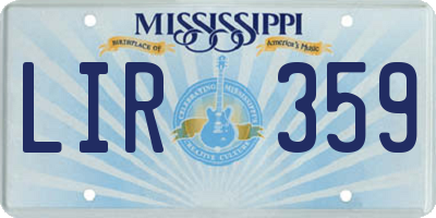 MS license plate LIR359