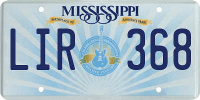 MS license plate LIR368