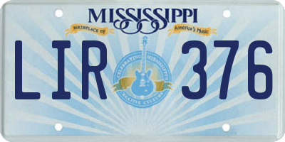 MS license plate LIR376