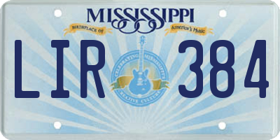 MS license plate LIR384