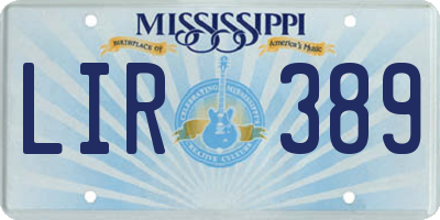 MS license plate LIR389