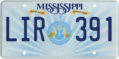 MS license plate LIR391