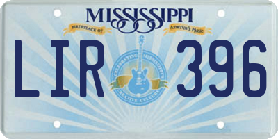 MS license plate LIR396