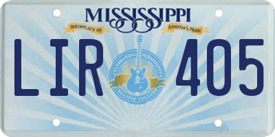 MS license plate LIR405