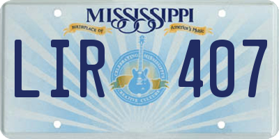 MS license plate LIR407