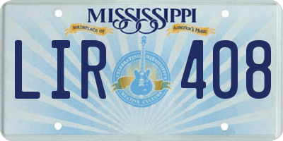 MS license plate LIR408