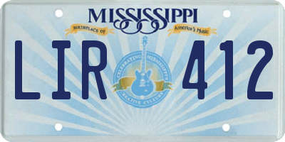 MS license plate LIR412